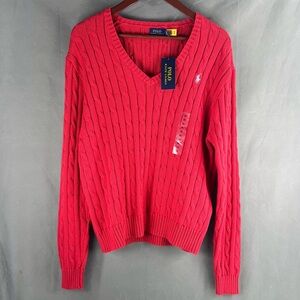 Polo Ralph Lauren Women Cotton Knit V neck Sweater XL